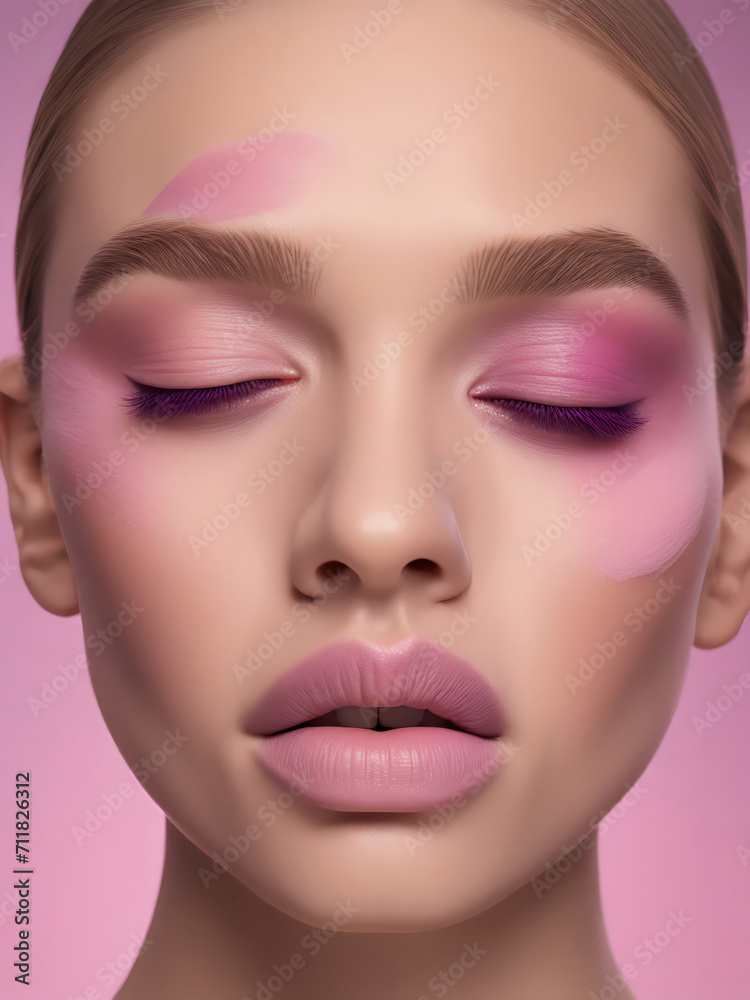 Portrait of a brunette woman wearing pink. Fashion beauty style shoot. Portrait of a brunette woman wearing pink. Fashion beauty style shoot.