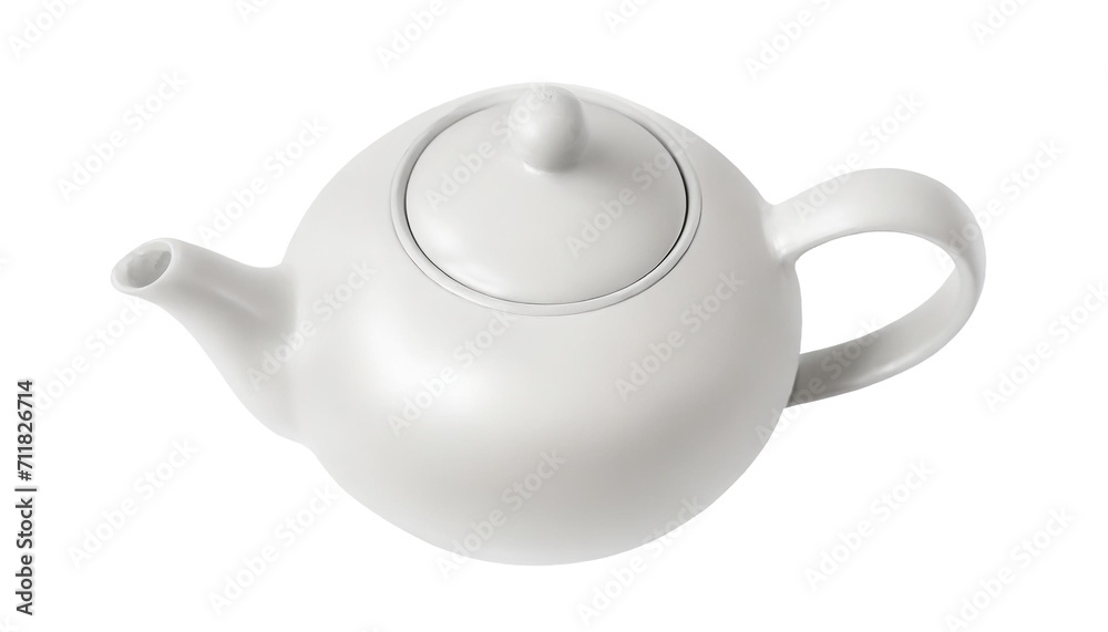 White ceramic teapot isolated on transparent background. top view White ceramic teapot isolated on transparent background. top view