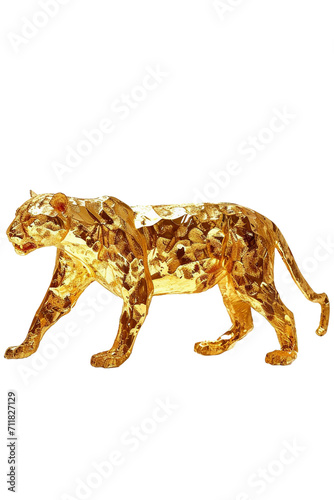 golden lion statue isolated on transparent background