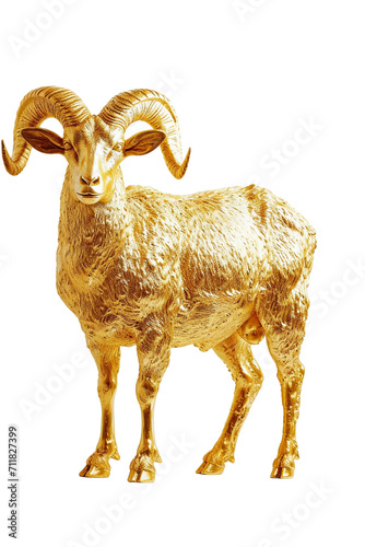 golden goat statue isolated on transparent background © Lucas