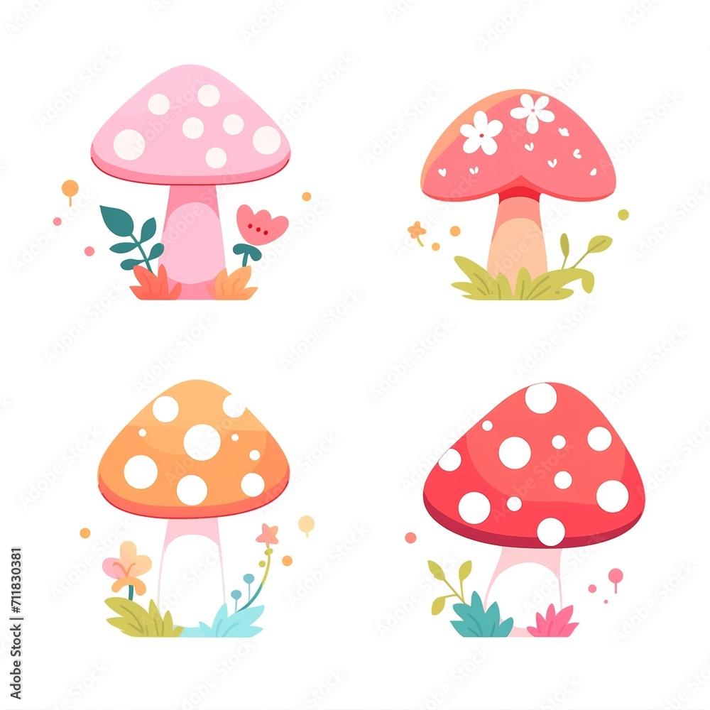 Enchanted Forest: Whimsical Mushroom Illustration Enchanted Forest: Whimsical Mushroom Illustration