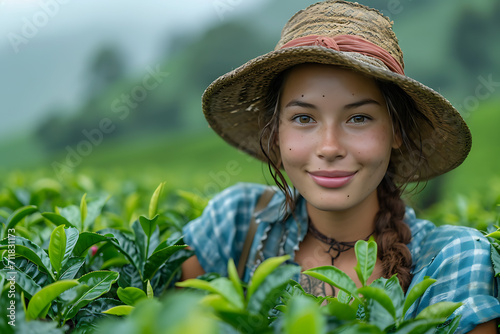 people work on a tea plantation