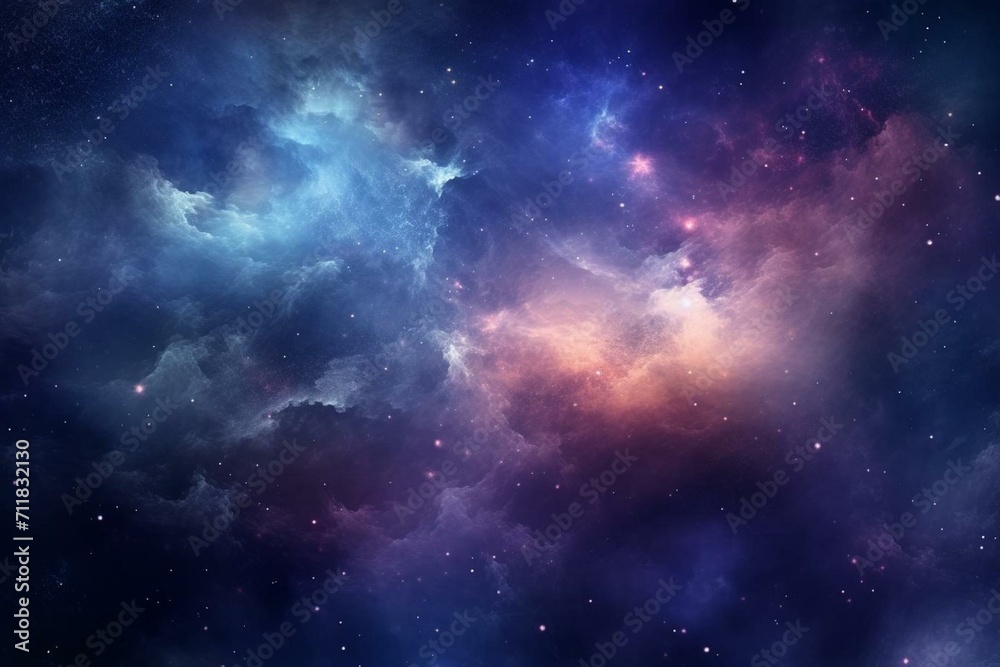 Background with cosmic nebula and galaxy. Generative AI