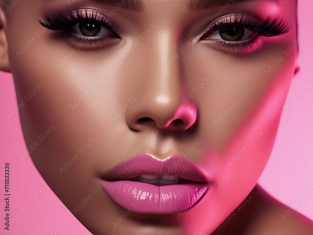 Portrait of a brunette woman wearing pink. Fashion beauty style shoot. Portrait of a brunette woman wearing pink. Fashion beauty style shoot.