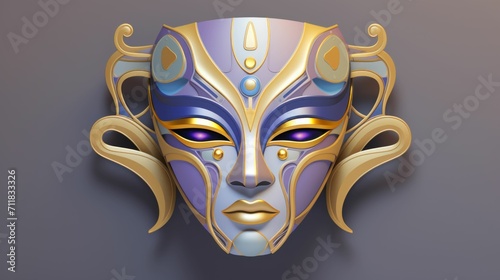 A fancy Egyptian modern mask, purple and gold colors © Sohaib q