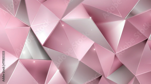 Closeup of geometric squares  triangles  polygon wall pattern in different grey rose pink tones with 3d effect  modern design  background web business texture
