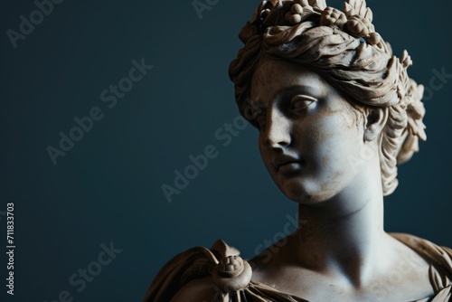 Abstract old statue of a lady in beautiful colors