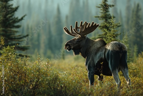 wild moose in the meadow photo