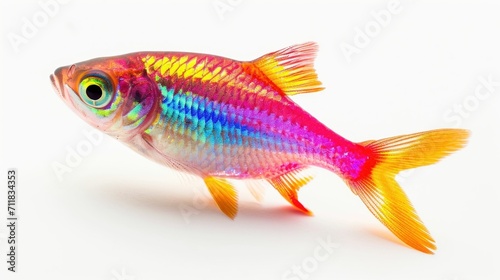 Rainbow color beautiful fish isolated on white background