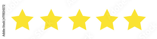 5 stars. Star icon. Five stars customer rating review. Star icon.