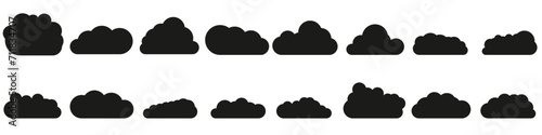 Set of clouds. Cloud icon. Fluffy clouds silhouettes. 