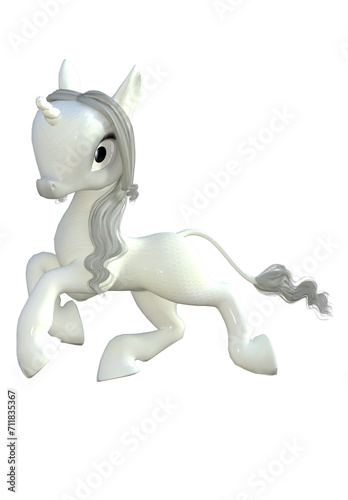 Cute baby unicorn  3D generated illustration  cartoon style  Image 7 of a series in various colors and poses. 