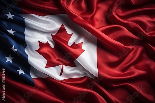 red maple leaf flag with stars and stripes photo