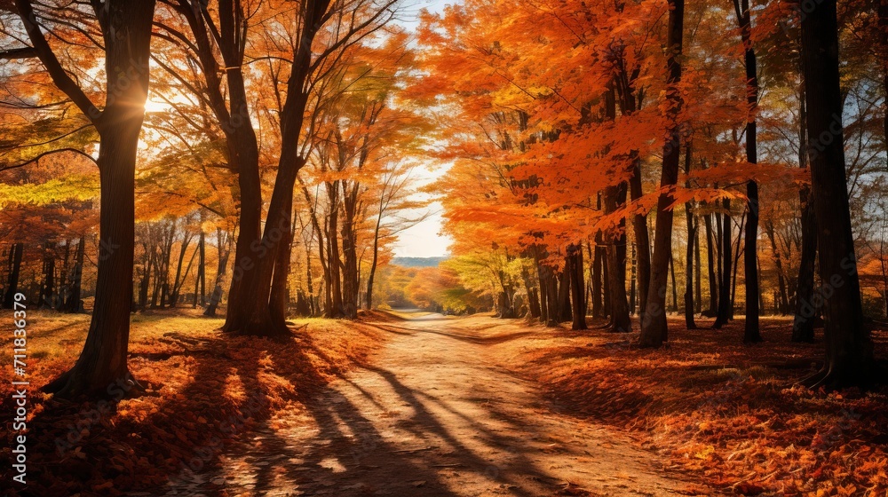 Autumn's Canvas: Breathtaking Tree Landscape. Immerse in the beauty of fall foliage. Vibrant hues and serene landscapes create a visual symphony capturing the essence of autumn




