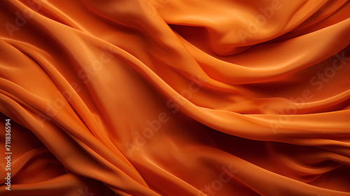 Delicate Orange Satin Fabric Background - Soft and Luxurious Texture of Carelessly Draped Silk Material 