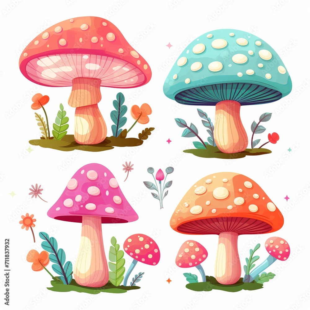 Enchanted Forest: Whimsical Mushroom Illustration Enchanted Forest: Whimsical Mushroom Illustration