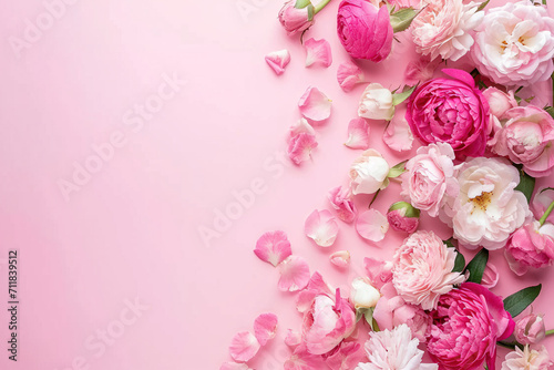 card, background, pink and white roses
