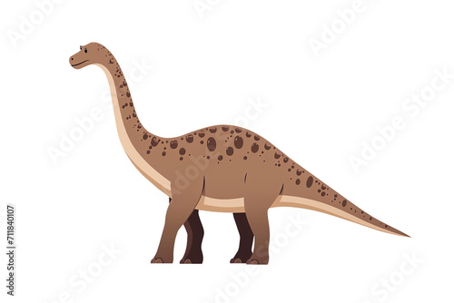 Flat cartoon image of a dinosaur on a white background. Apatosaurus. For children's work, drawing and writing. © Eve Creative