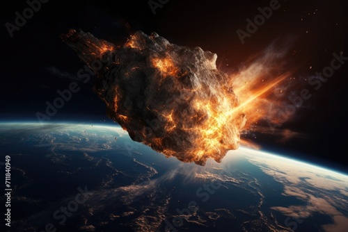 A broken meteorite flies to earth