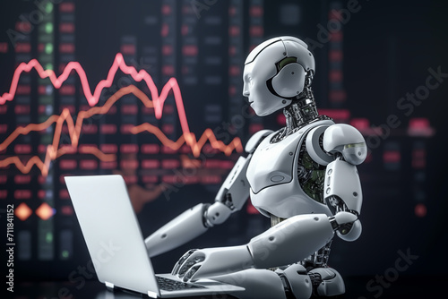 AI Trading. AI Robot on chatGPT generate analytic Trading chart. AI trading bots. Artificial intelligence bot on investment. Broker Crypto bot. Trader Robot on analys cryptocurrency. Gas oil futures