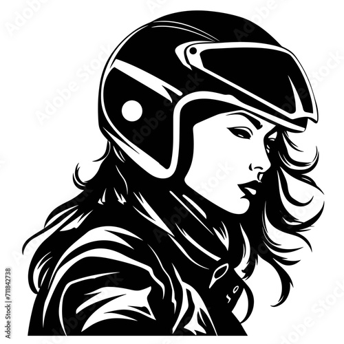 Woman wearing motorcycle helmet