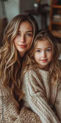 Mutter und Tochter zu Hause