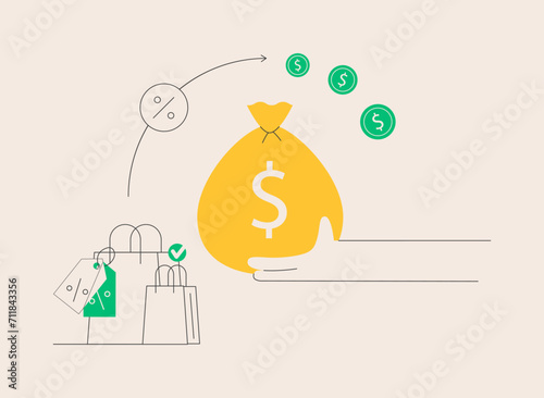 Cashback service abstract concept vector illustration.