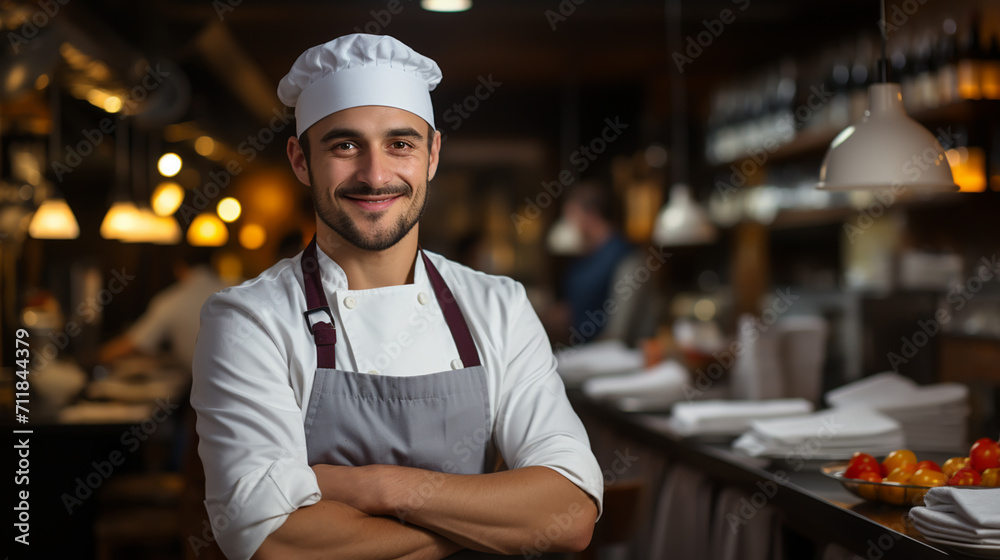 Smiling chef in his kitchen