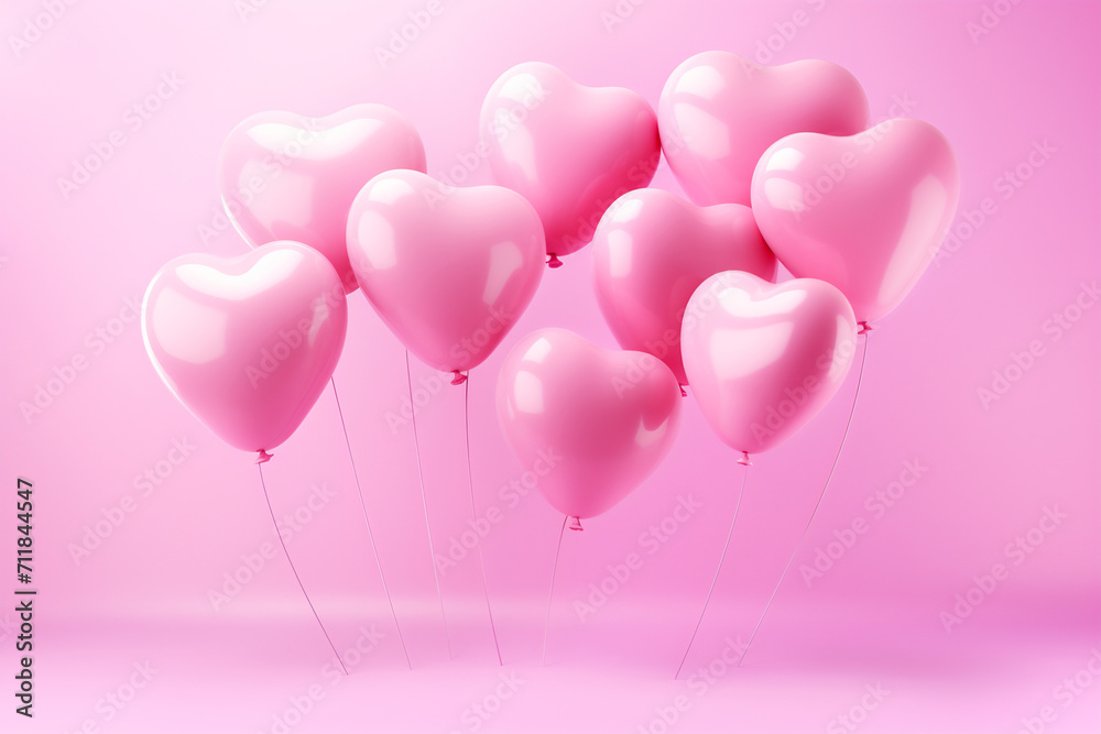 Love in the Air with Pink Heart Balloons