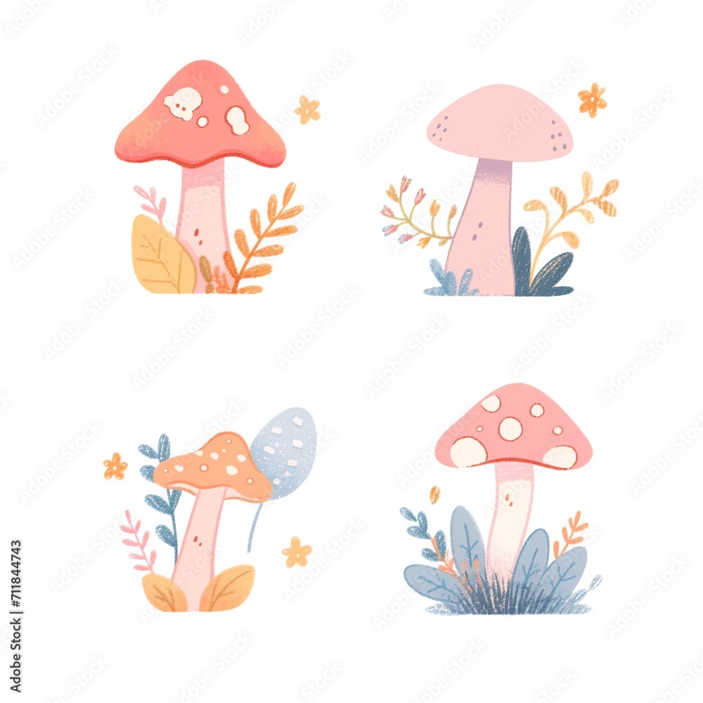 Enchanted Forest: Whimsical Mushroom Illustration Enchanted Forest: Whimsical Mushroom Illustration