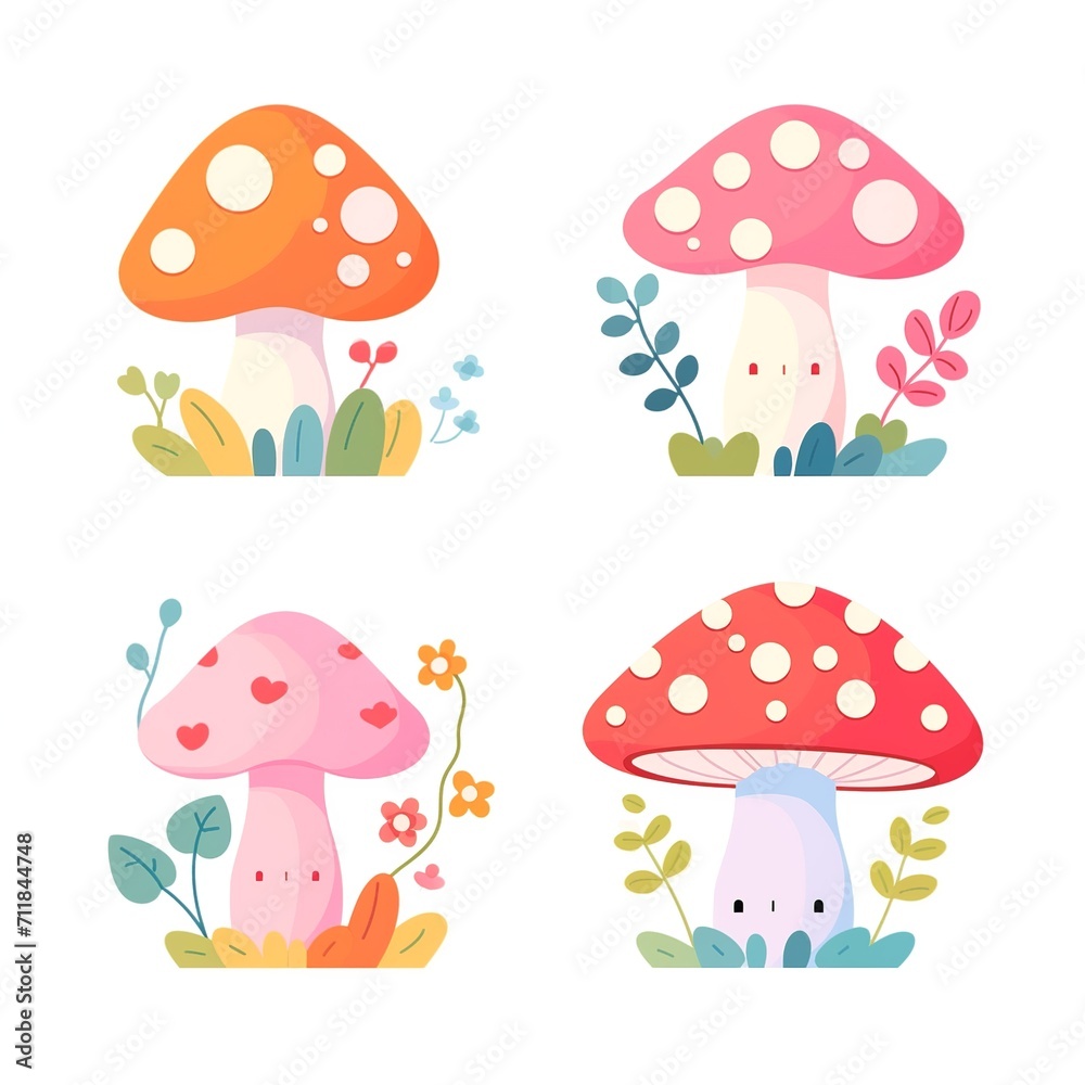 Enchanted Forest: Whimsical Mushroom Illustration Enchanted Forest: Whimsical Mushroom Illustration