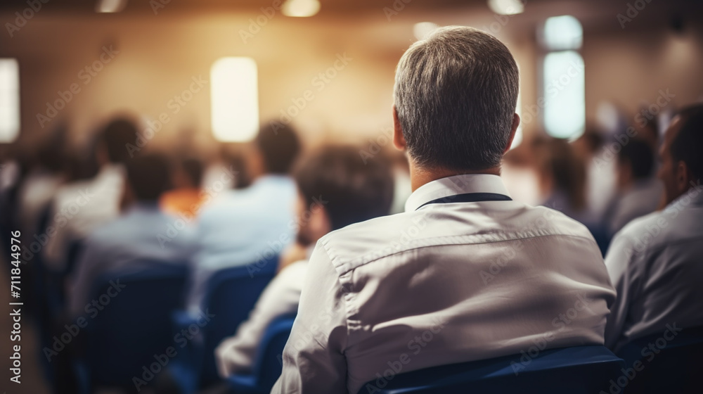 Rear view of unrecognizable people in audience at the conference hall. Business and entrepreneurship concept. Rear view of unrecognizable people in audience at the conference hall. Business and entrepreneurship concept.