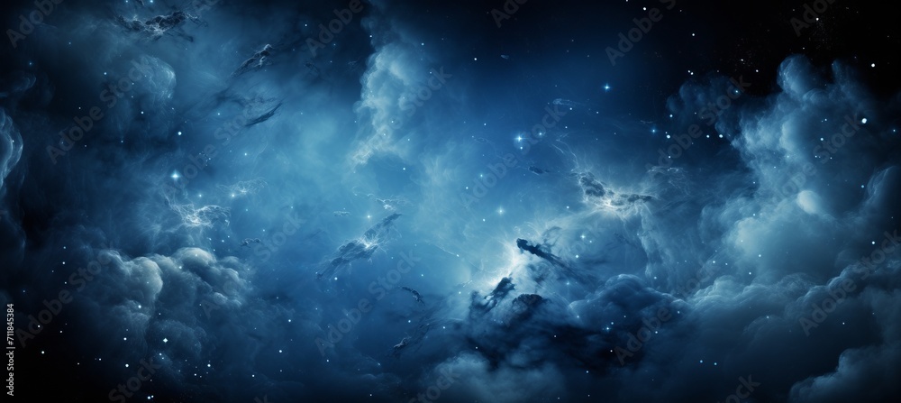 Fototapeta premium Majestic night sky twinkling stars, nebulae, and galaxies in a mesmerizing universe