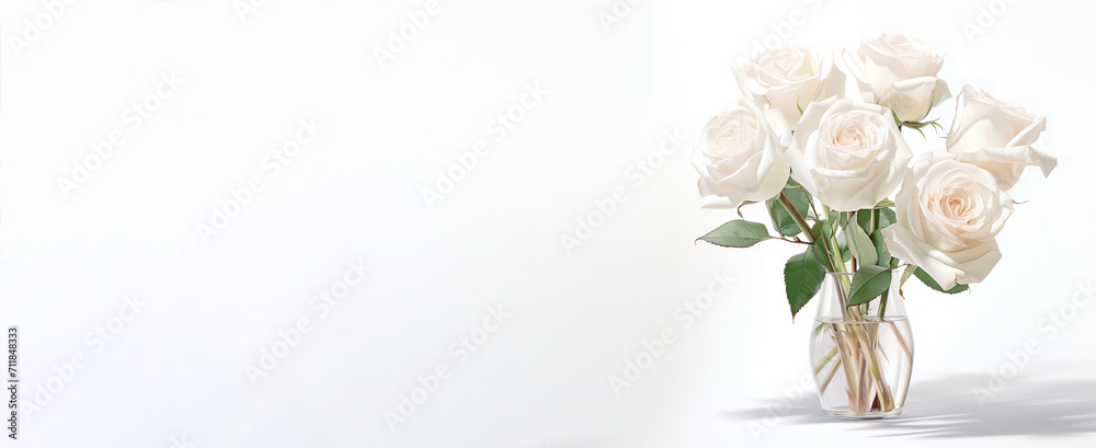 White roses, Background for design. Postcard. Congratulations. Web banner. Wide. Panoramic. valentines day background. Valentine's Day. An empty space for copying text. White roses, Background for design. Postcard. Congratulations. Web banner. Wide. Panoramic. valentines day background. Valentine's Day. An empty space for copying text.