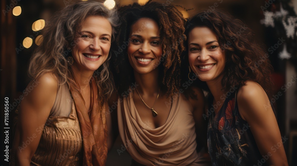 International Women's Day portrait of multiethnic mixed age range women looking towards camera International Women's Day portrait of multiethnic mixed age range women looking towards camera