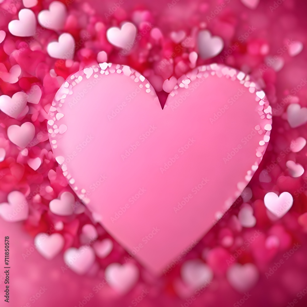 Valentine's day background with pink hearts. Vector illustration. Pink heart shape and bokeh light on pink background with space for text .
