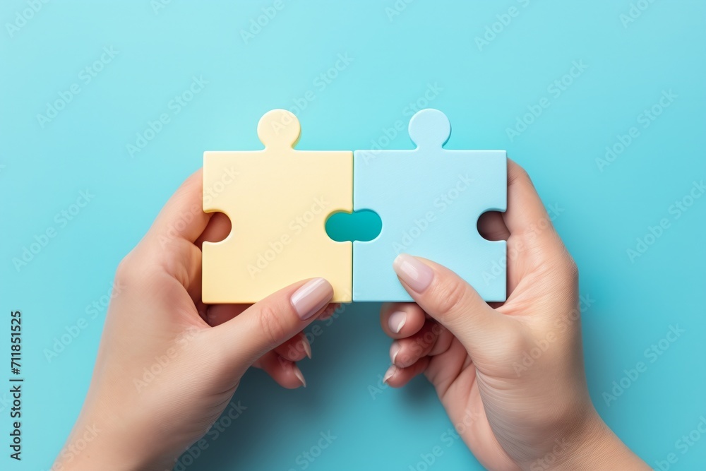 Two puzzle pieces coming together, Two puzzle pieces coming together,