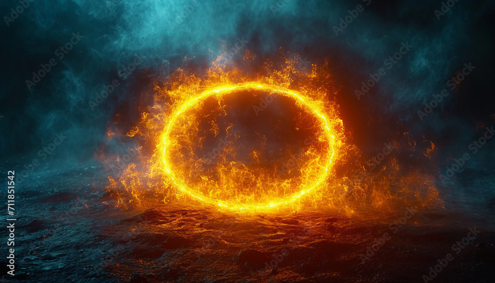 Obraz premium yellow laser effect neon glowing frame background. repetitive motion animation and flashing. Bright neon light effect isolated on black ,generative ai