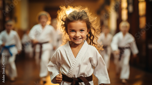 young, beautiful, successful multi ethical kids in karate position © alexkich