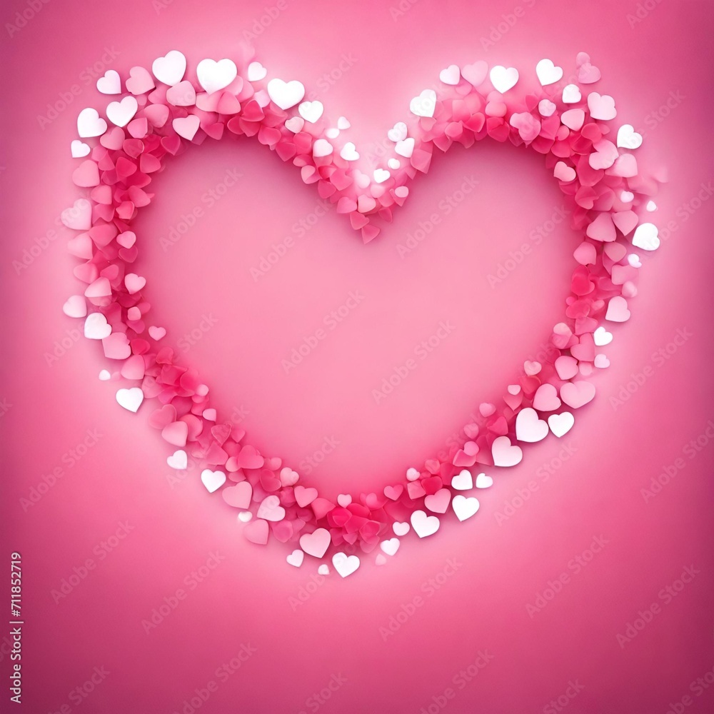 Valentine's day background with pink hearts. Vector illustration. Pink heart shape on pink background with space for text .
