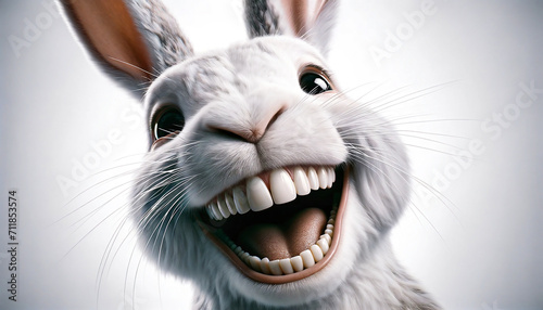 Fototapeta Naklejka Na Ścianę i Meble -  portrait of a laughing white rabbit