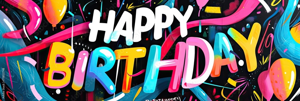 colorful happy birthday greeting card Generative AI