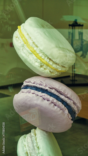 traditional french colorful macarons in a box