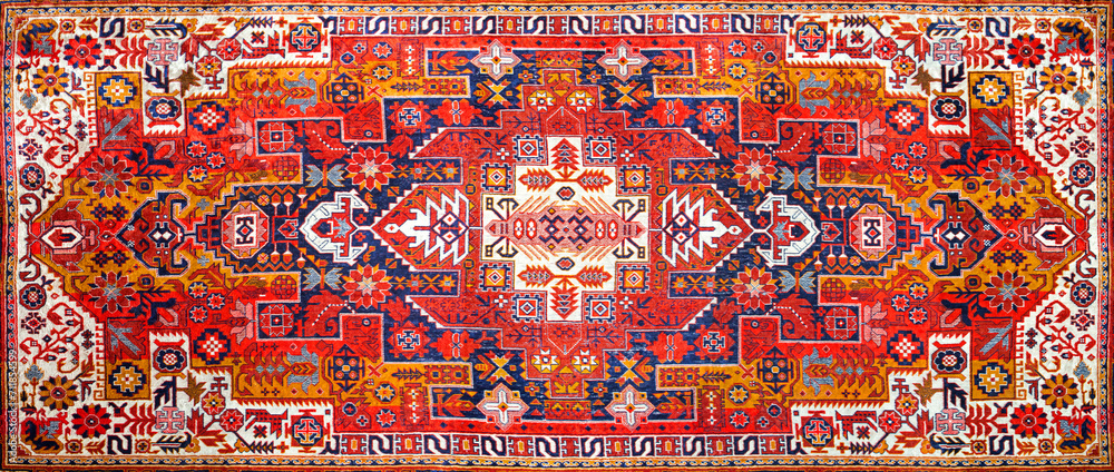 Persian rover with bright red pattern - obrazy, fototapety, plakaty 