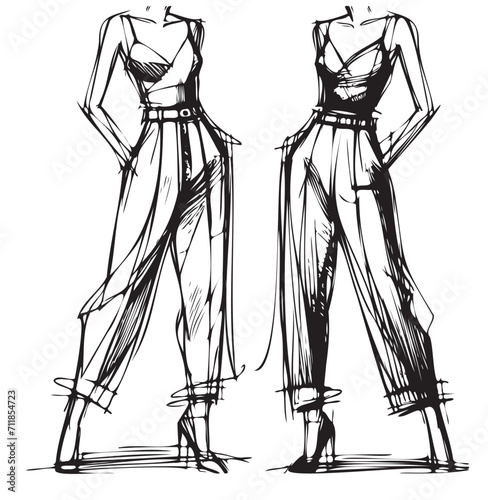 Stylish fashion models. Fashion girls Sketch