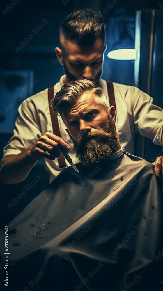 barber during men's cut barber during men's cut
