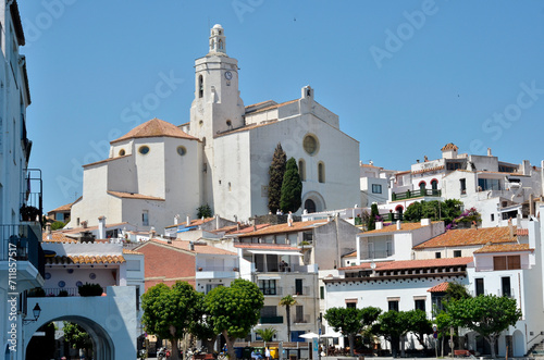 Santa Maria church on the heights of Cadaqués, commune on the Costa Brava at northeastern Catalonia in Spain