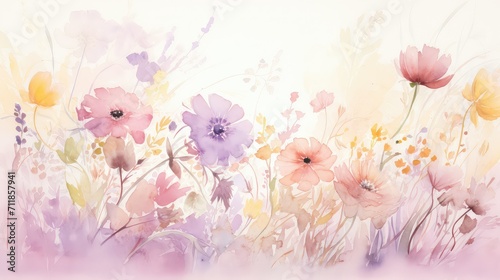 colorful watercolor flower background illustration vibrant garden  spring summer  water brush colorful watercolor flower background