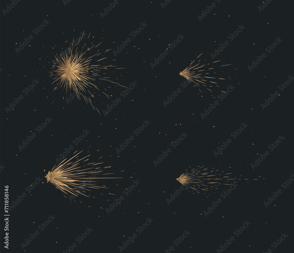 Star and comet shines brightly in space drawing in graphic style on brown background