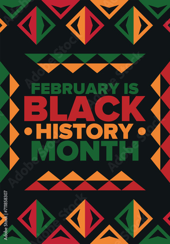 Black History Month. African American History. Celebrated annual. In February in United States and Canada. In October in Great Britain. Poster  card  banner  background. Vector illustration